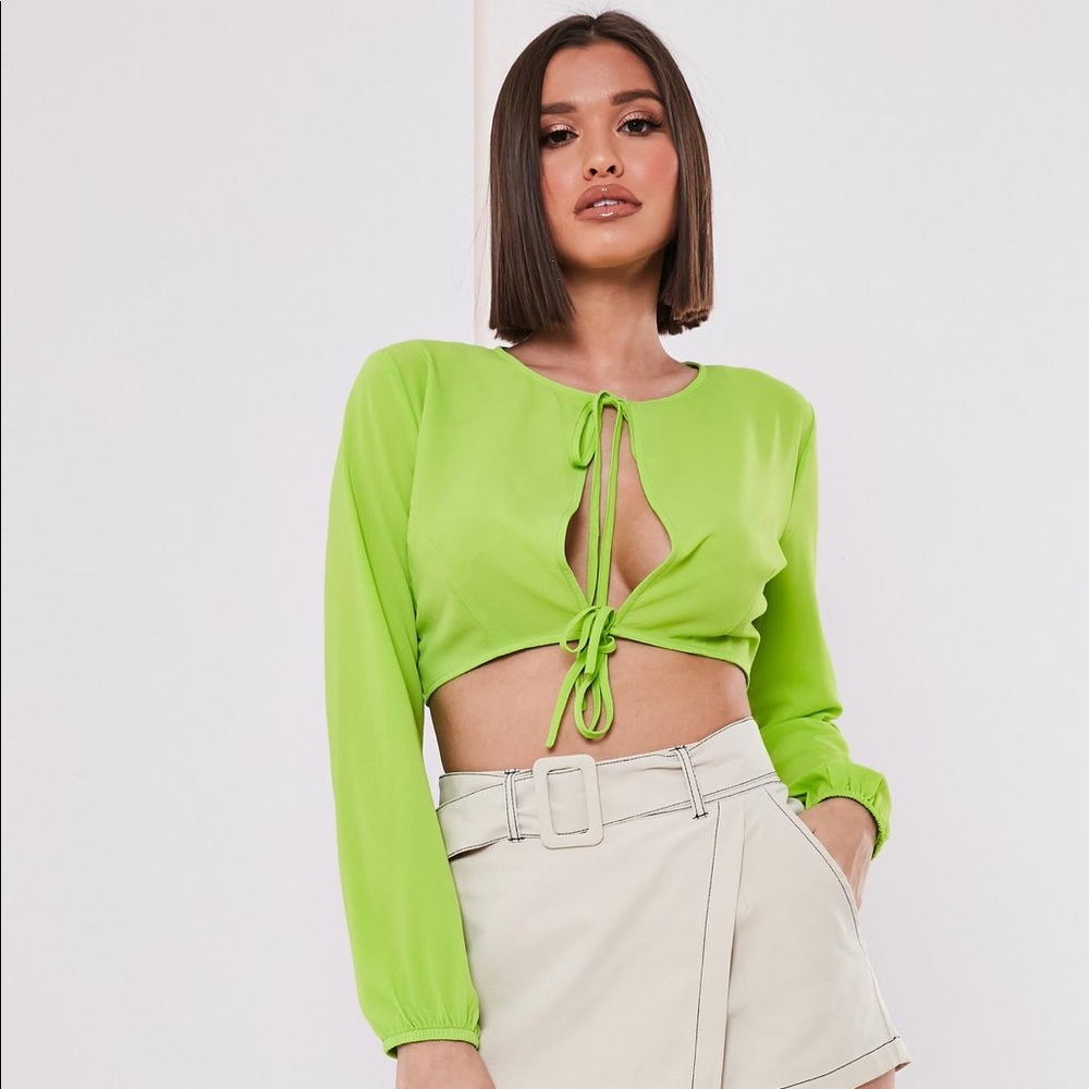 Missguide/Lime Green/ Front Tie Crop Top/ Size: 6
